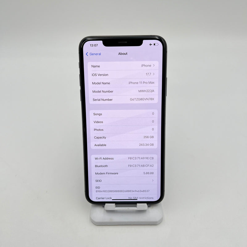 iPhone 11 Pro Max 256GB Xám 98% pin 100% Máy đã trả hết tiền mạng dùng như Quốc tế Apple (Đốm camera 1x - Đã thay pin)