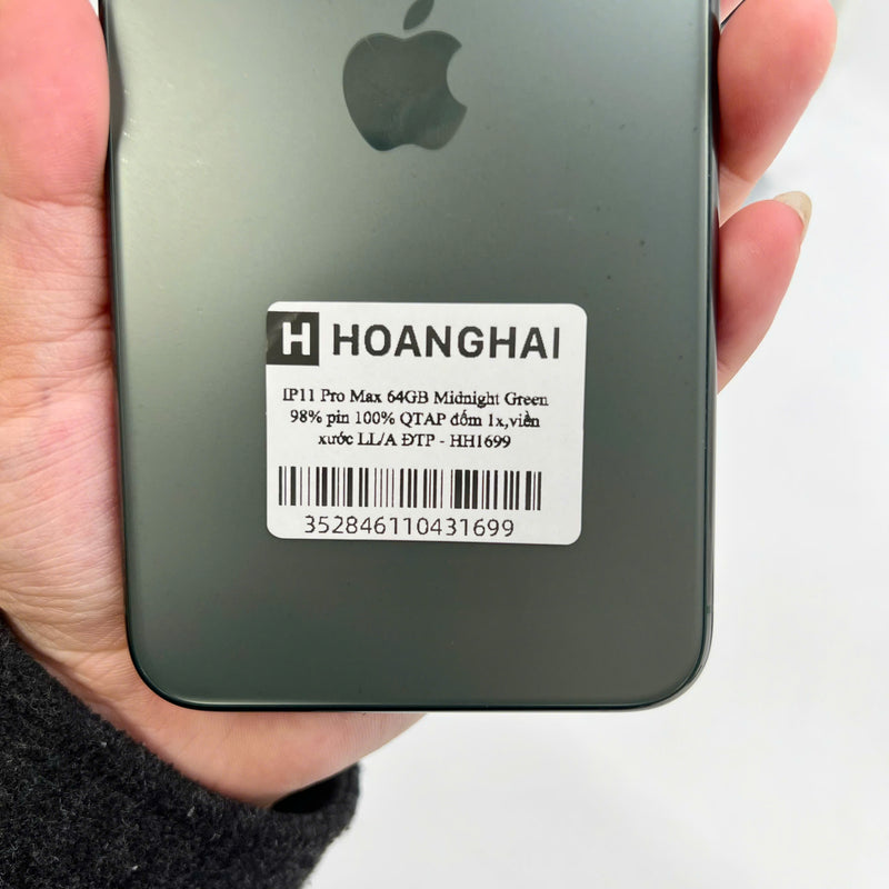 iPhone 11 Pro Max 64GB Xanh Lá 98% pin 100% Quốc tế Apple bản Mỹ LL/a (Đã thay pin - Đốm camera 1x, viền xước) - HH1699