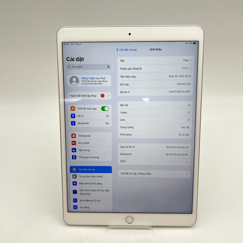 iPad Air 3 2019 10.5in 64GB Bạc Wifi 98% pin 97% (Màn đốm trắng nhỏ)