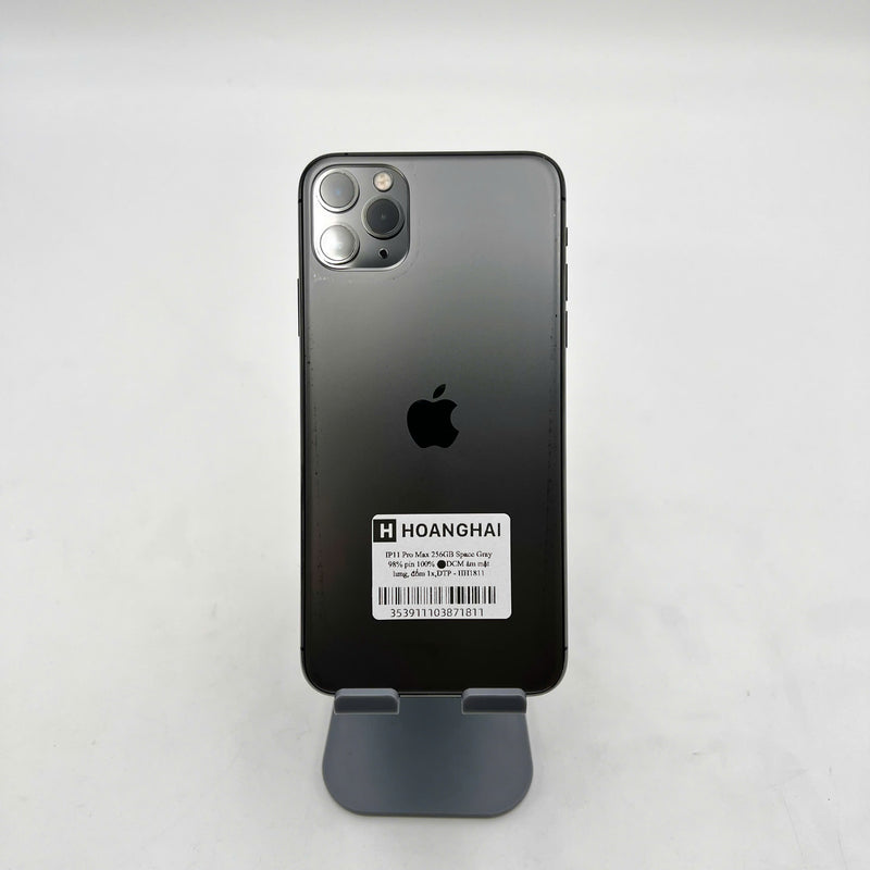 iPhone 11 Pro Max 256GB Xám 98% pin 100% Máy đã trả hết tiền mạng dùng như Quốc tế Apple (Đã thay pin - Đốm camera 1x, ám mặt lưng) - HH1811