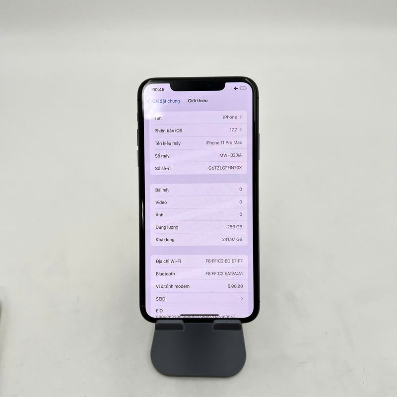iPhone 11 Pro Max 256GB Xám 98% pin 100% Máy đã trả hết tiền mạng dùng như Quốc tế Apple (Đã thay pin - Đốm camera 1x, ám mặt lưng) - HH1811
