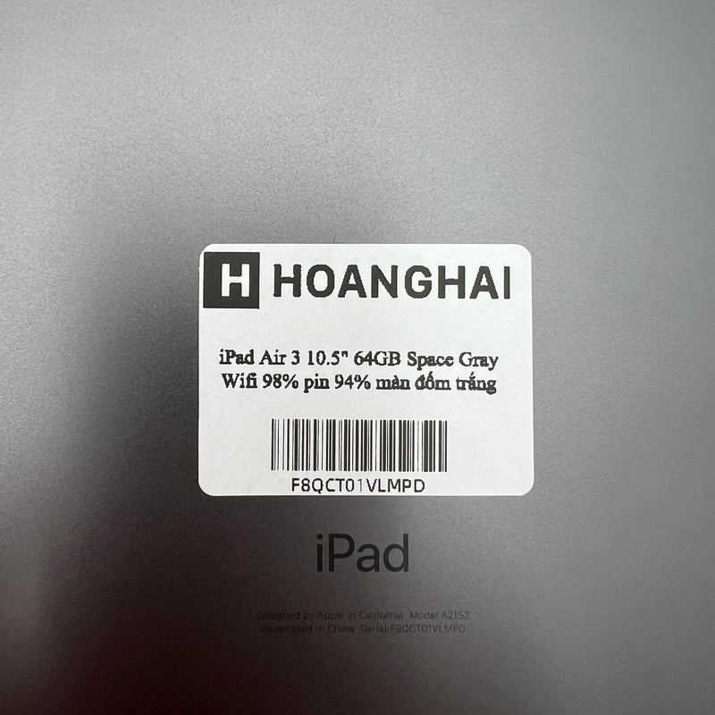 iPad Air 3 2019 10.5in 64GB Xám Wifi 98% pin 94% màn đốm trắng