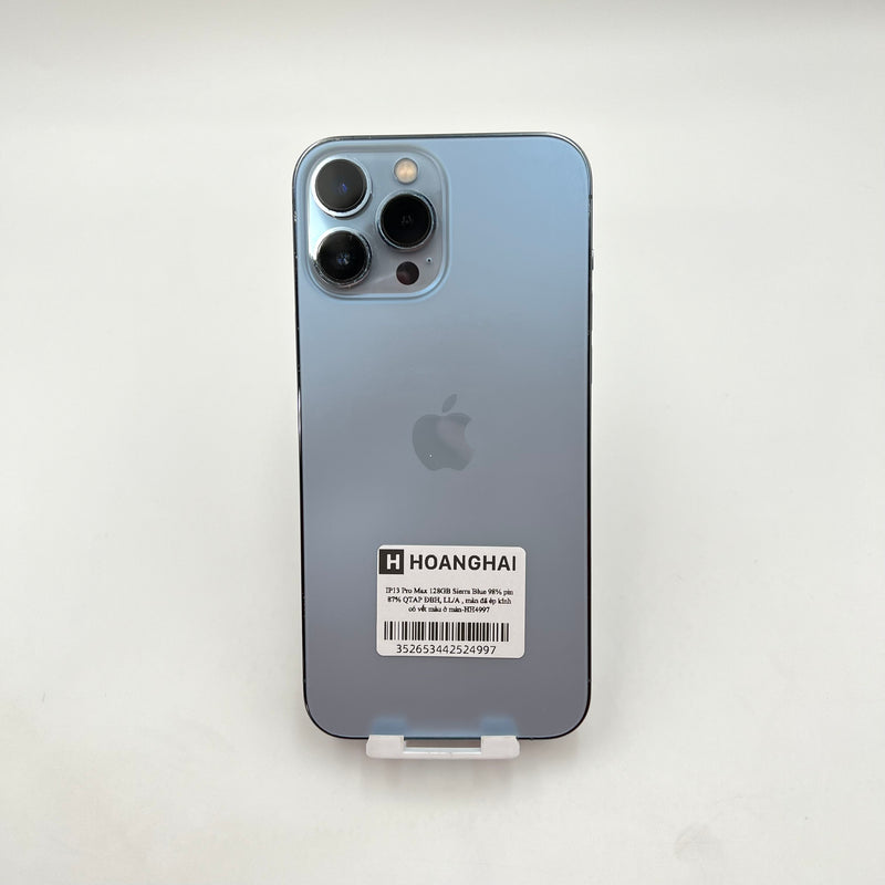 iPhone 13 Pro Max 128GB Xanh Dương 97% pin 87%  DBH Quốc tế Apple bản Mỹ LL/A ( Đã ép kính màn - Màn có vệt màu) - HH4997