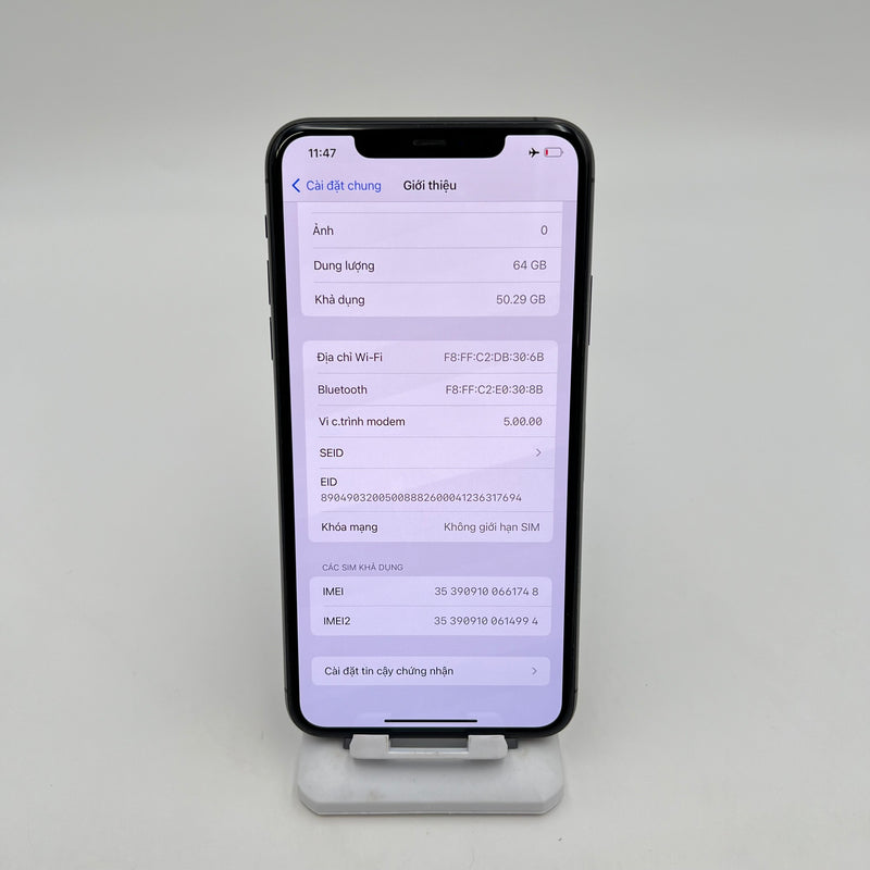 iPhone 11 Pro Max 64GB Xám 98% pin 100% Quốc tế Apple (Đốm camera 1x - Đã thay pin) - HH1748