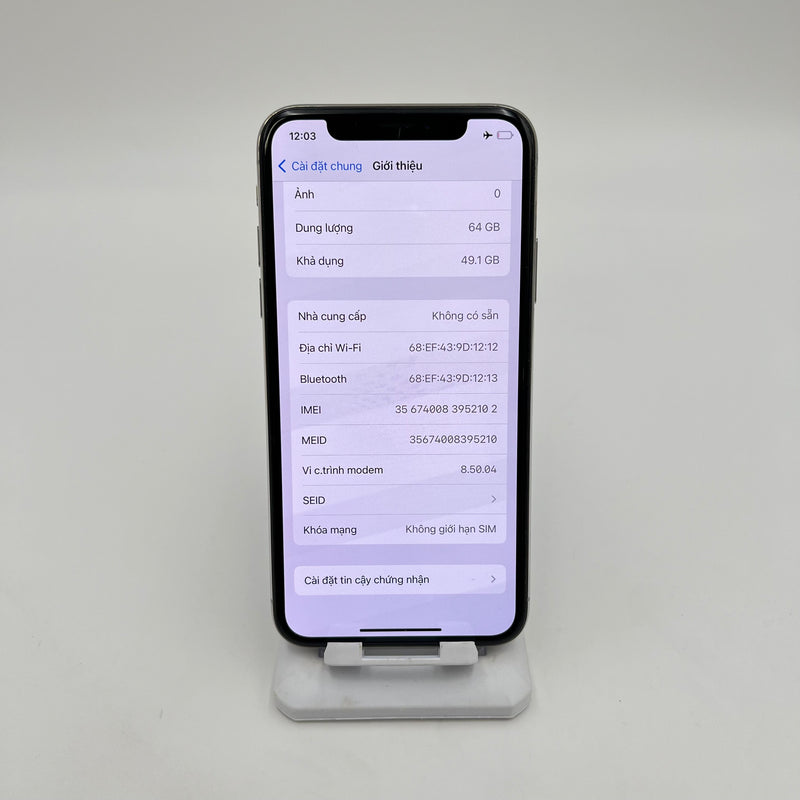 iPhone X 64GB Trắng 98% pin 100% Máy đã trả hết tiền mạng dùng như Quốc tế Apple (Đã thay pin - Đốm camera 1x, màn và viền xước) - HH2102