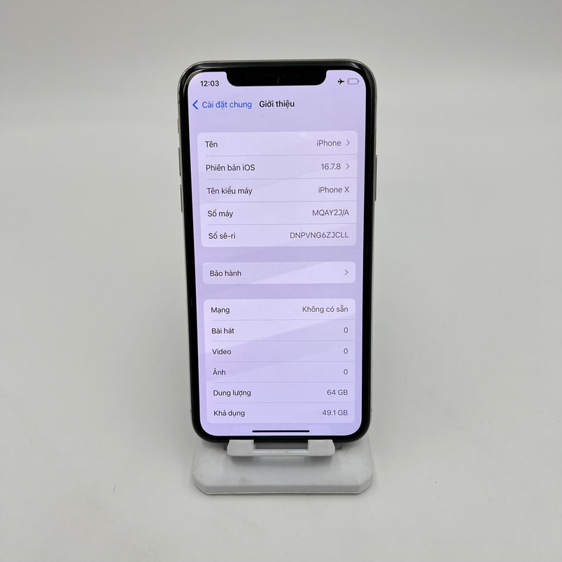 iPhone X 64GB Trắng 98% pin 100% Máy đã trả hết tiền mạng dùng như Quốc tế Apple (Đã thay pin - Đốm camera 1x, màn và viền xước) - HH2102