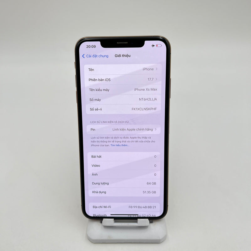 iPhone Xs Max 64GB Vàng 97% pin 100% DBH Quốc tế Apple bản Mỹ LL/A (Đã thay pin - Đốm camera 1x, màn và lưng xước) - HH9681