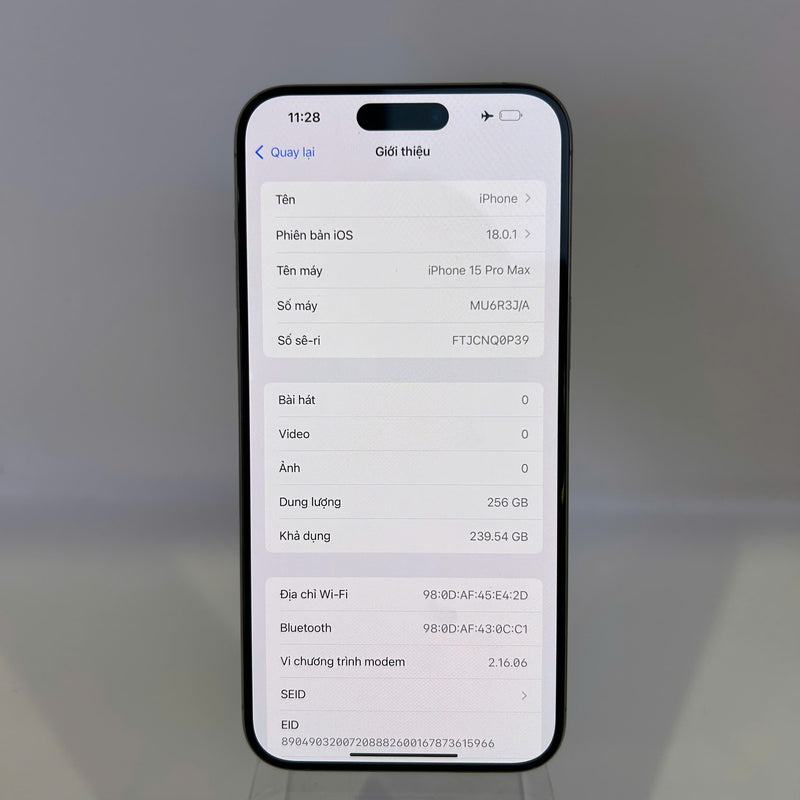 iPhone 15 Pro Max 256GB Tự Nhiên 98% pin 88% Quốc tế từ DCM (Không dùng sim DCM) - HH9925