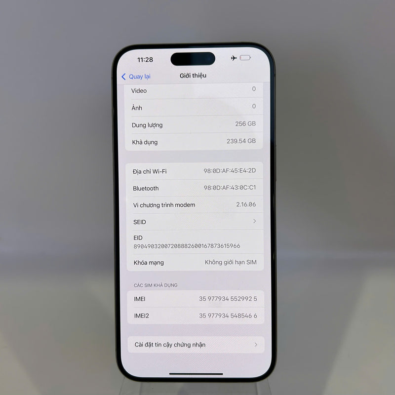 iPhone 15 Pro Max 256GB Tự Nhiên 98% pin 88% Quốc tế từ DCM (Không dùng sim DCM) - HH9925