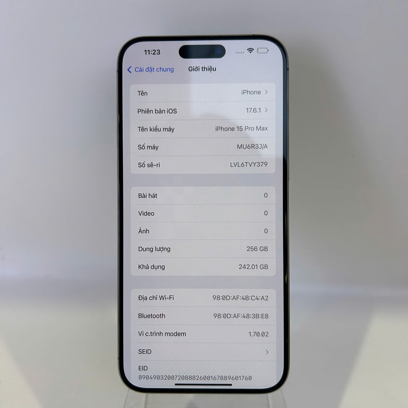 iPhone 15 Pro Max 256GB Tự Nhiên 98% pin 88% Quốc tế từ DCM (Không dùng sim DCM) - HH4579