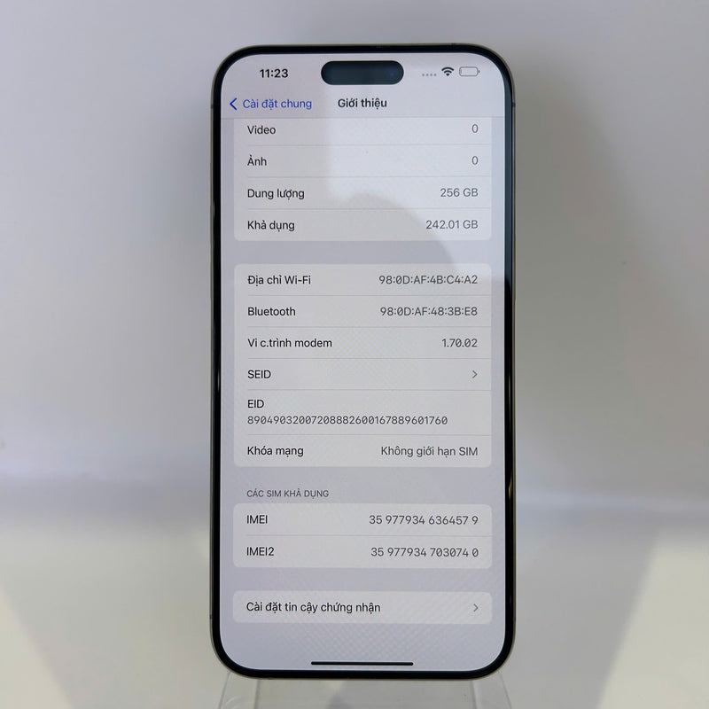 iPhone 15 Pro Max 256GB Tự Nhiên 98% pin 88% Quốc tế từ DCM (Không dùng sim DCM) - HH4579
