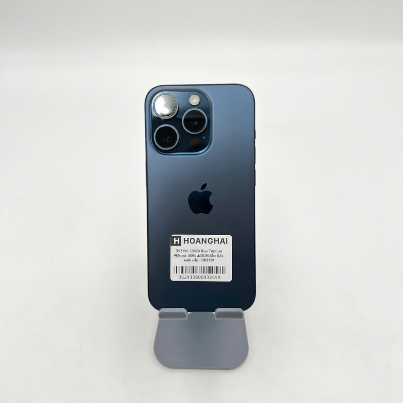 iPhone 15 Pro 128GB Xanh Dương 98% pin 100% Quốc tế từ DCM (Không dùng sim DCM - Đốm camera 0.5x, xước viền) - HH3559