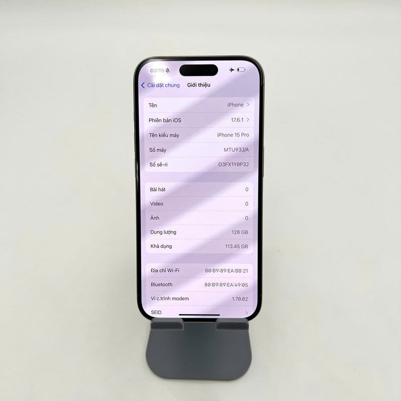 iPhone 15 Pro 128GB Tự Nhiên 98% pin 87%  Quốc tế Apple (Đốm  camera 0,5x, màn xước nhẹ) - HH4900