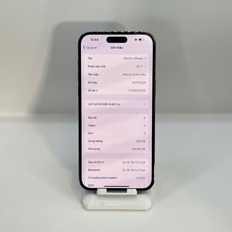 iPhone 14 Pro Max 256GB Tím 98% pin 100% Quốc tế Apple (Đã thay pin và màn hình Apple - Đốm camera 0.5x) - HH7242