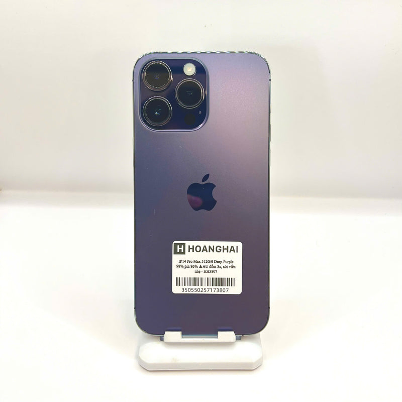 iPhone 14 Pro Max 512GB Tím 98% pin 86%  Quốc tế từ AU (Không dùng sim AU - Đốm camera 3x, sứt viền nhẹ) - HH3807