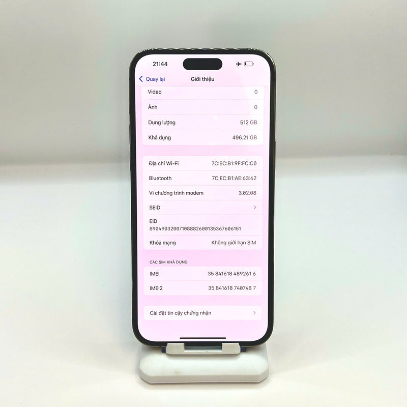 iPhone 14 Pro Max 512GB Tím 98% pin 88%  Quốc tế từ SB (Không dùng sim SB - Đốm camera 0.5x,  ám viền) - HH2616