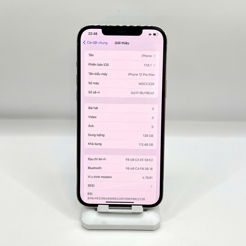 iPhone 12 Pro Max 128GB Bạc 98% pin 86%  Máy đã trả hết tiền mạng dùng như Quốc tế Apple (Đốm camera 2.5x, xước viền) - HH9539