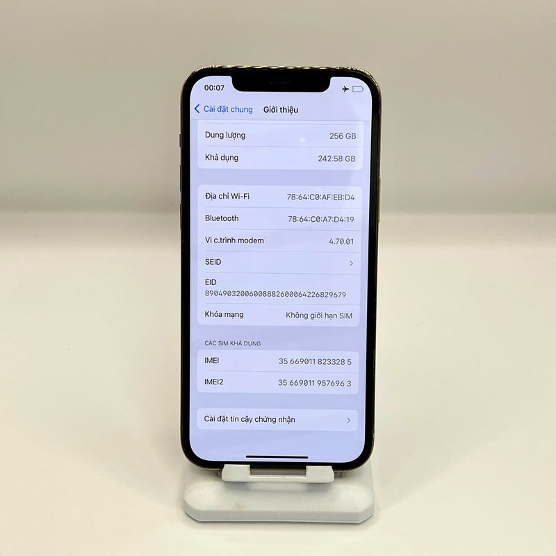 iPhone 12 Pro 256GB Vàng 98% pin 100% Máy đã trả hết tiền mạng dùng như Quốc tế Apple (Đã thay pin - sứt viền) - HH3285