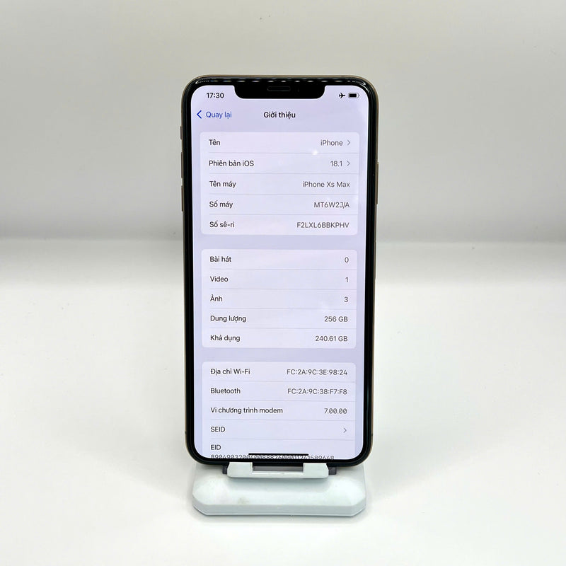 iPhone Xs Max 256GB Vàng 98% pin 100%  Máy đã trả hết tiền mạng dùng như Quốc tế Apple (Đã thay pin, camera sau - Đốm camera 1x) - HH6360