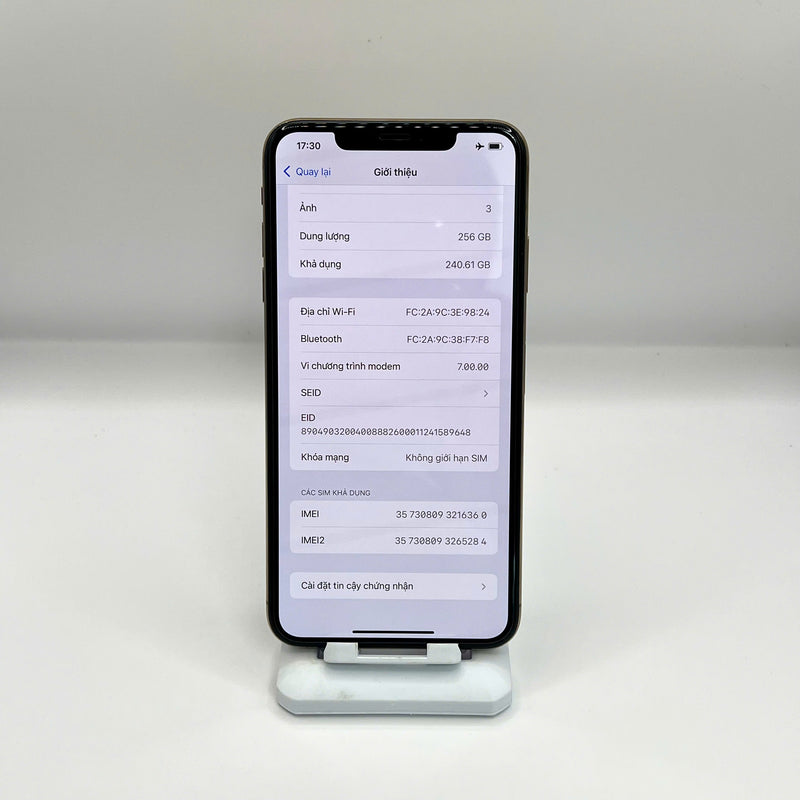 iPhone Xs Max 256GB Vàng 98% pin 100%  Máy đã trả hết tiền mạng dùng như Quốc tế Apple (Đã thay pin, camera sau - Đốm camera 1x) - HH6360