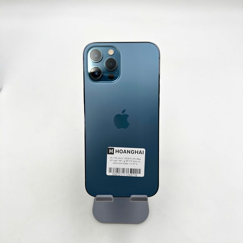 iPhone 12 Pro Max 128GB Xanh Dương 97% pin 100% Quốc tế từ SB (Không dùng sim SB - Đã thay pin - Đốm camera 3x, xước màn nhiều) - HH4710