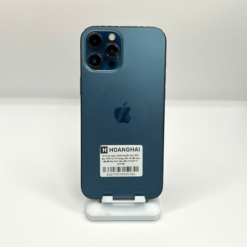 iPhone 12 Pro Max 128GB Xanh Dương 96% pin 100%  Quốc tế Apple (Đã thay pin, kính camera - Đốm camera 0.5x, Máy xước xấu) - HH5182