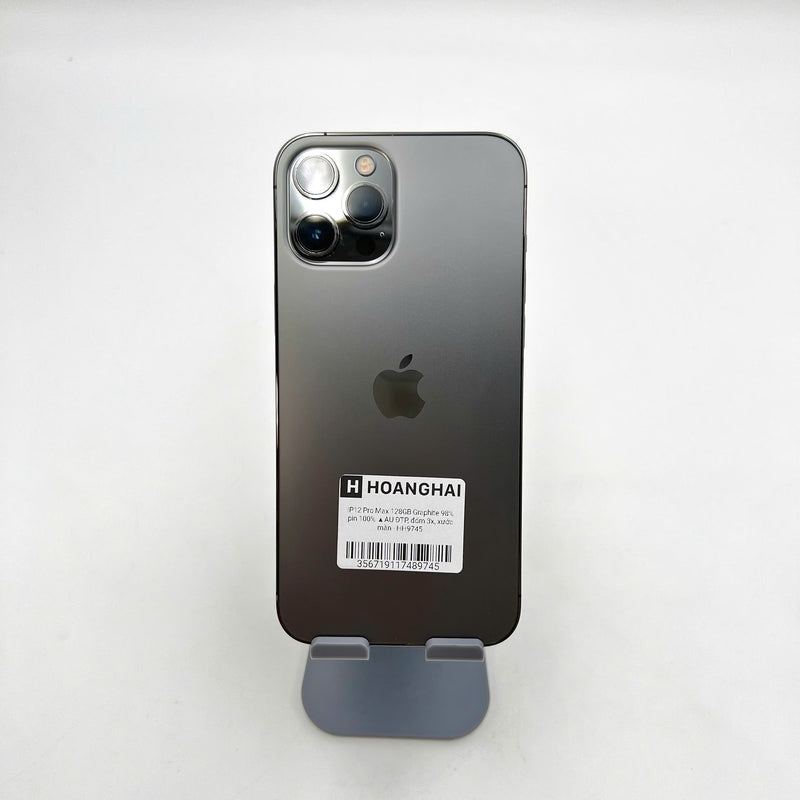 iPhone 12 Pro Max 128GB Đen 98% pin 100% Quốc tế từ AU (Không dùng sim AU - Đã thay pin - Đốm camera 3x, xước màn) - HH9745