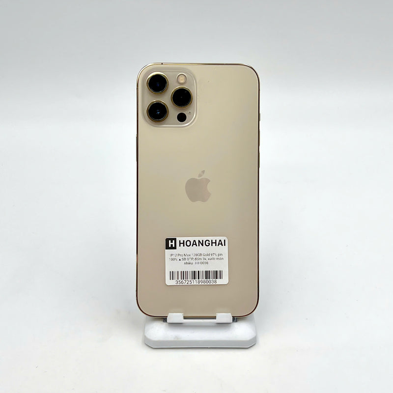 iPhone 12 Pro Max 128GB Vàng 97% pin 100% Quốc tế từ SB (Không dùng sim SB - Đã thay pin - Đốm camera 3x, Xước màn nhiều) - HH0038