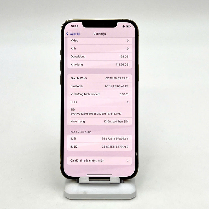 iPhone 12 Pro Max 128GB Vàng 97% pin 100% Quốc tế từ SB (Không dùng sim SB - Đã thay pin - Đốm camera 3x, Xước màn nhiều) - HH0038
