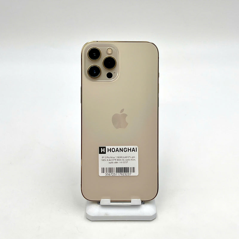 iPhone 12 Pro Max 128GB Vàng 97% pin 100% Quốc tế từ AU (Không dùng sim AU - Đã thay pin - Đốm camera 3x, Máy xước) - HH3237