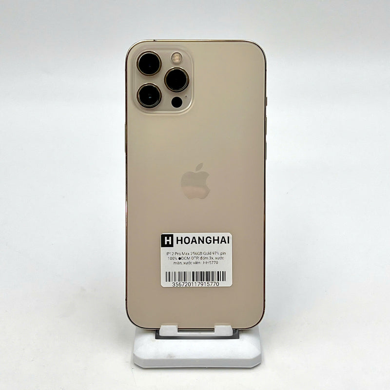 iPhone 12 Pro Max 256GB Vàng 97% pin 100% Máy đã trả hết tiền mạng dùng như Quốc tế Apple (Đã thay pin - Đốm camera 3x, Máy xước) - HH5770