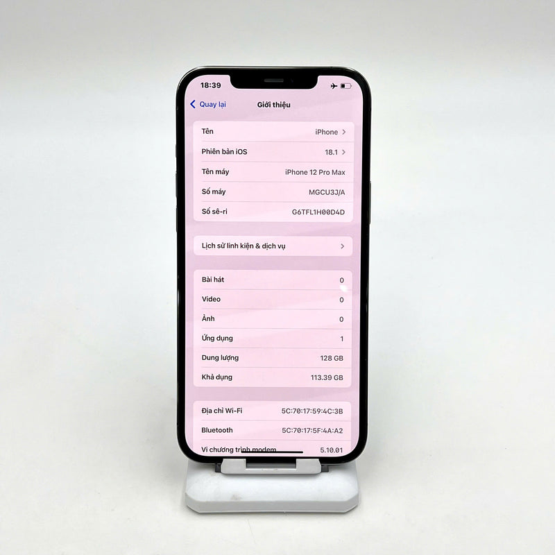 iPhone 12 Pro Max 128GB Đen 97% pin 100% Máy đã trả hết tiền mạng dùng như Quốc tế Apple (Đã thay pin - Đốm camera 3x, xước màn nhiều) - HH1508