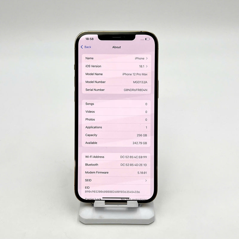 iPhone 12 Pro Max 256GB Vàng 98% pin 100% Máy đã trả hết tiền mạng dùng như Quốc tế Apple (Đã thay pin, xước màn) - HH1573