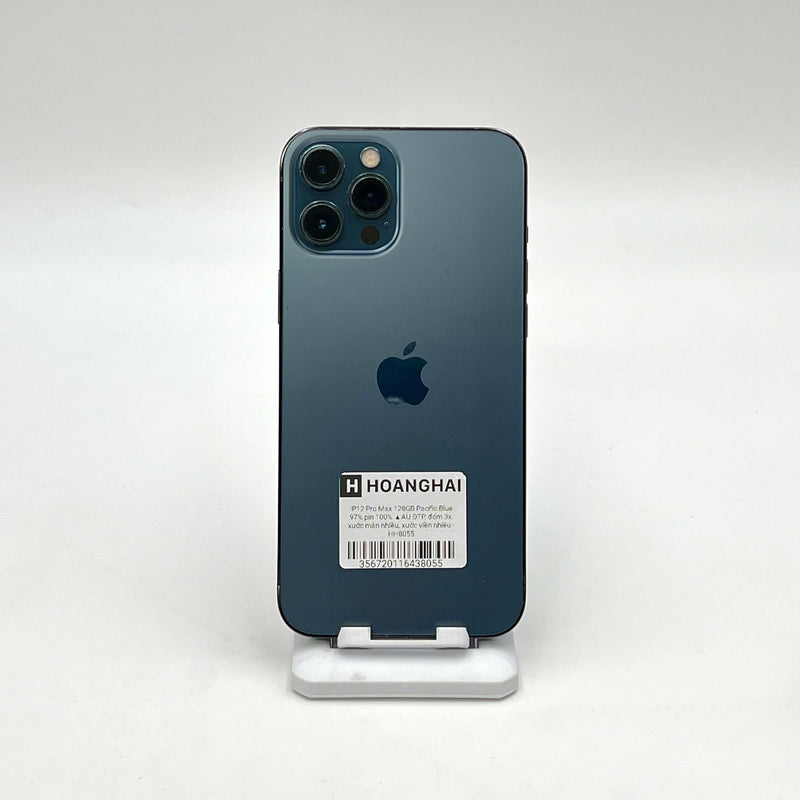 iPhone 12 Pro Max 128GB Xanh Dương 97% pin 100% Quốc tế từ AU (Không dùng sim AU - Đã thay pin - Đốm camera 3x, máy xước nhiều) - HH8055