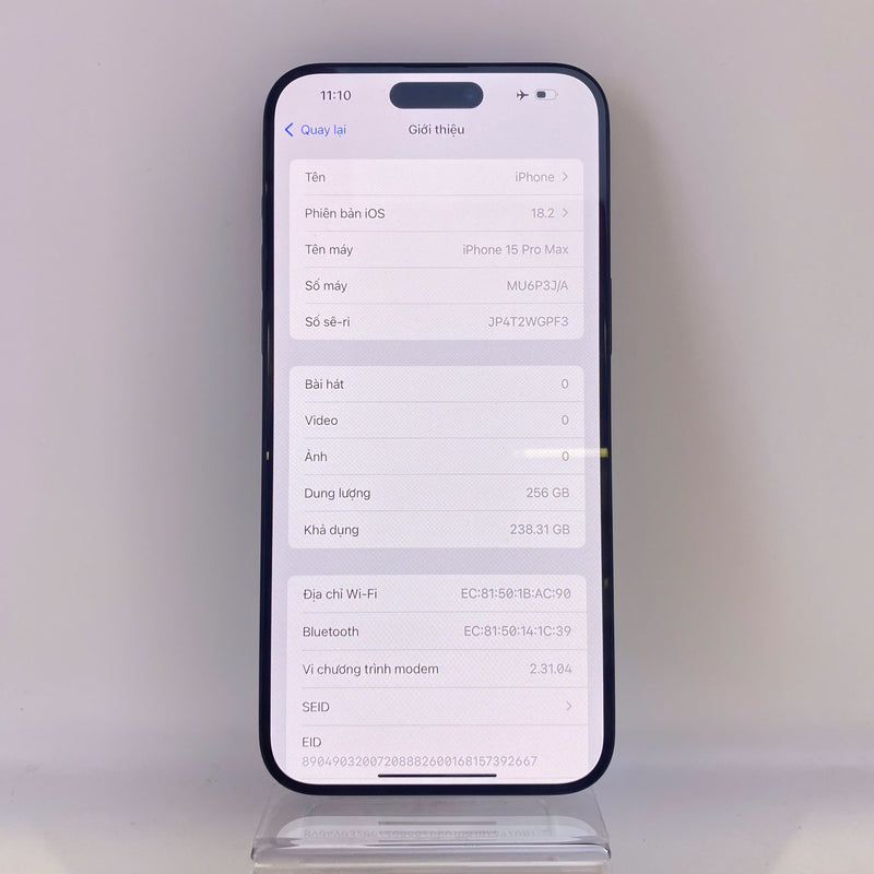 iPhone 15 Pro Max 256GB Đen 98% Pin 91% Quốc tế từ SB (Không dùng sim SB) HH5688