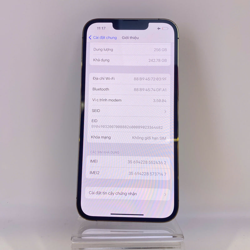 iPhone 13 Pro 256GB Vàng 98% pin 85% Quốc tế từ SB (Không dùng sim SB - Đốm camera 3x) HH4362