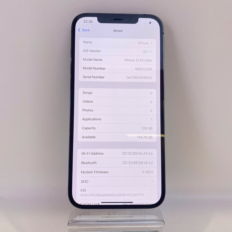 iPhone 12 Pro Max 128GB Đen 98% pin 100% Máy đã trả hết tiền mạng dùng như Quốc tế Apple (Đốm camera 2,5x - Đã thay pin) HH1342