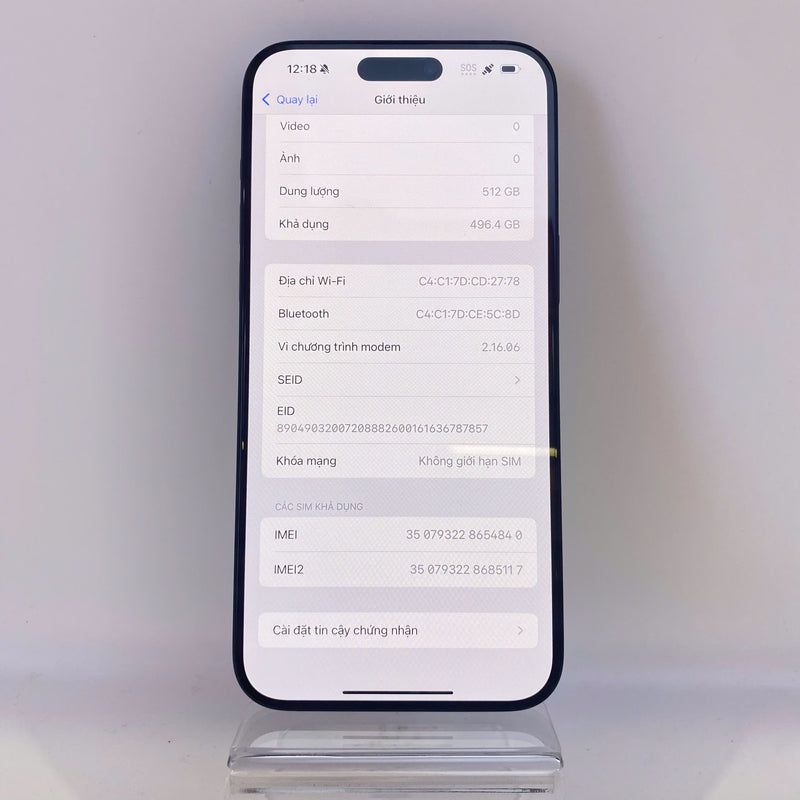 iPhone 15 Pro Max 512GB Xanh Dương 98% pin 86% Quốc tế từ SB (Không dùng sim SB - xước sơn viền) HH4840