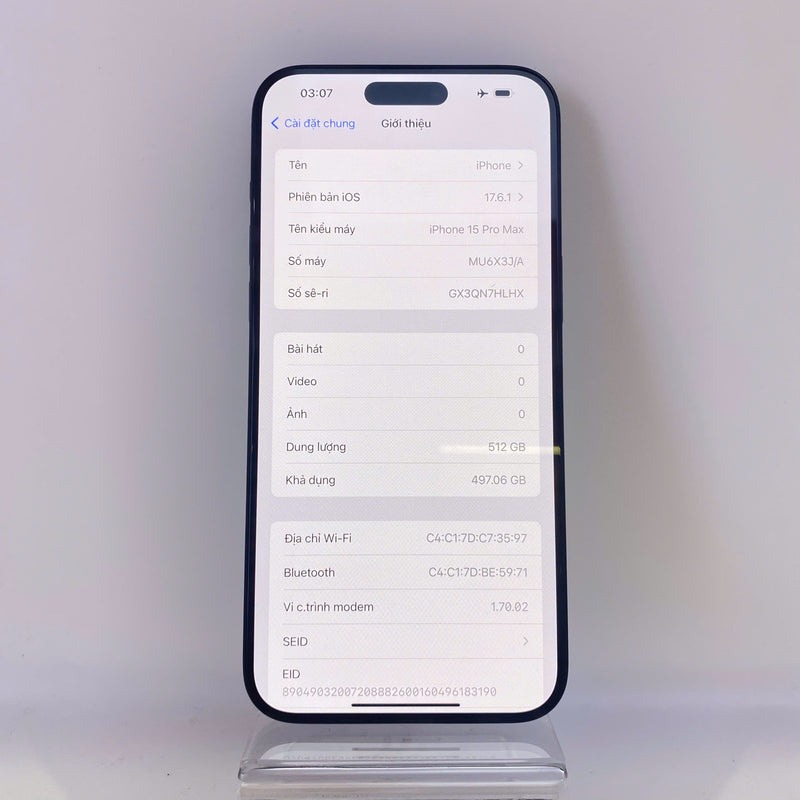 iPhone 15 Pro Max 512GB Xanh Dương 99% pin 86% Quốc tế từ SB (Không dùng sim SB) HH8383