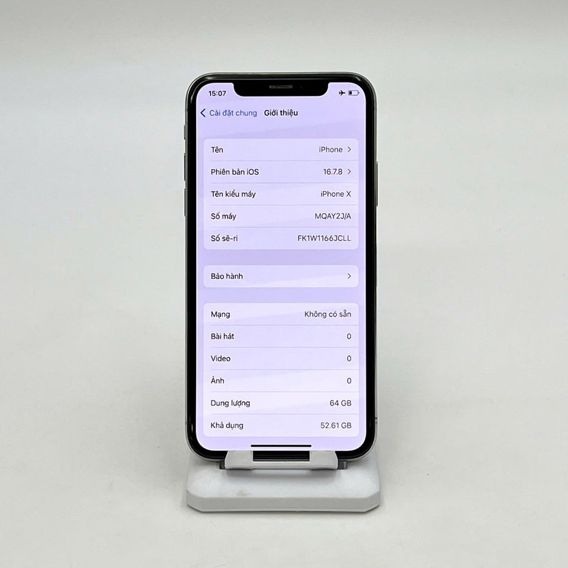 iPhone X 64GB Trắng 98% pin 100% Máy đã trả hết tiền mạng dùng như Quốc tế Apple (Đã thay pin - Đốm camera 2x, viền xước) - HH5438