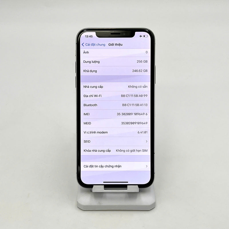 iPhone X 256GB Trắng 98% pin 100% DBH Máy đã trả hết tiền mạng dùng như Quốc tế Apple (Đã thay pin, viền xước)- HH6496