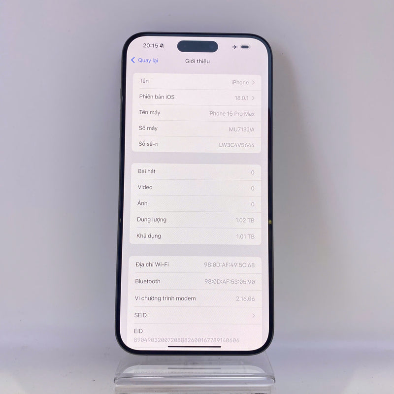 iPhone 15 Pro Max 1TB Tự Nhiên 99% pin 100% Quốc Tế Apple HH9480