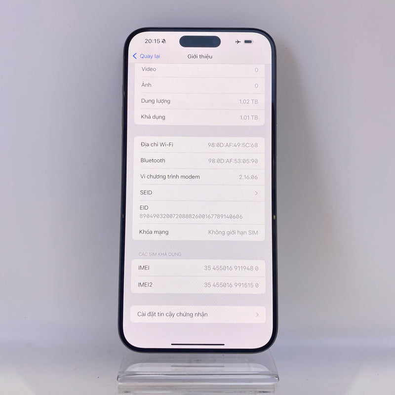 iPhone 15 Pro Max 1TB Tự Nhiên 99% pin 100% Quốc Tế Apple HH9480