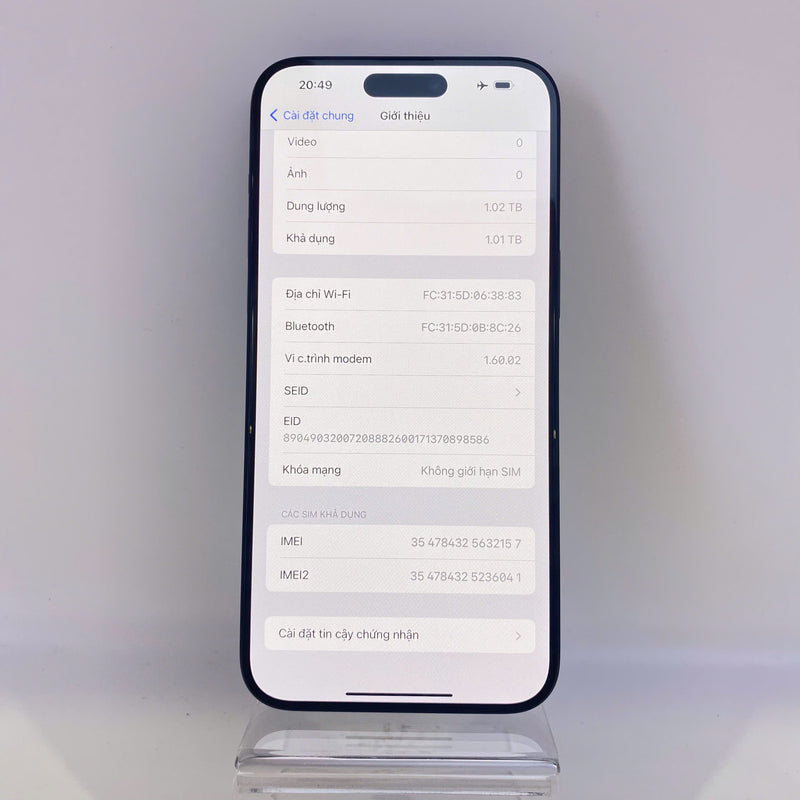 iPhone 15 Pro Max 1TB Xanh Dương 98% pin 90% Quốc tế từ SB (Không dùng sim SB - viền xước nhẹ) HH2157