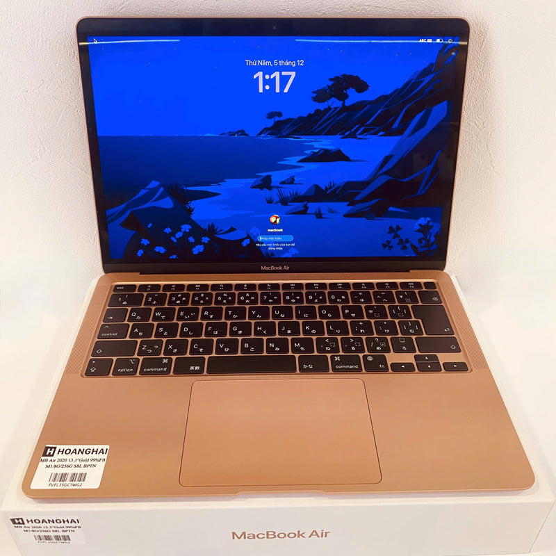 Macbook Air 2020 13.3in Vàng Apple M1/ RAM 8GB /SSD 256GB 99% Fullbox Sạc 8 lần BPTN