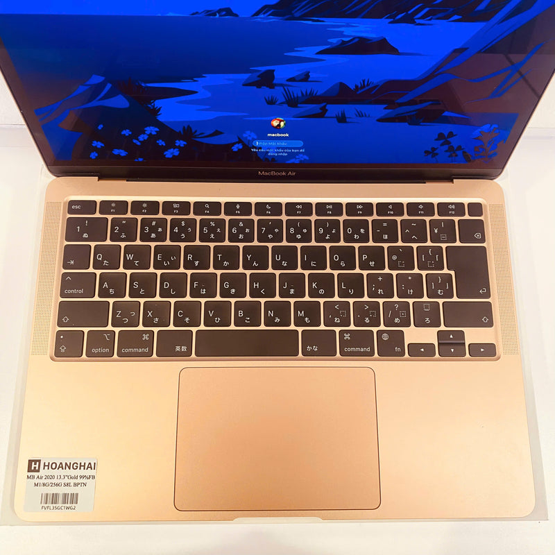 Macbook Air 2020 13.3in Vàng Apple M1/ RAM 8GB /SSD 256GB 99% Fullbox Sạc 8 lần BPTN