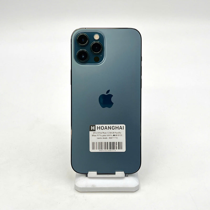 iPhone 12 Pro Max 128GB Xanh Dương 97% pin 100% Máy đã trả hết tiền mạng dùng như Quốc tế Apple (Đã thay pin, xước màn) - HH7774