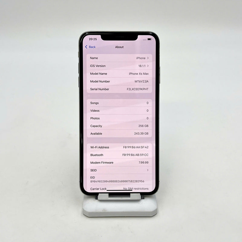 iPhone XS Max 256GB Bạc 97% pin 100% Máy đã trả hết tiền mạng dùng như Quốc tế Apple (Đã thay pin -  xước mặt nhẹ trên/phải, xước viền) - HH5462