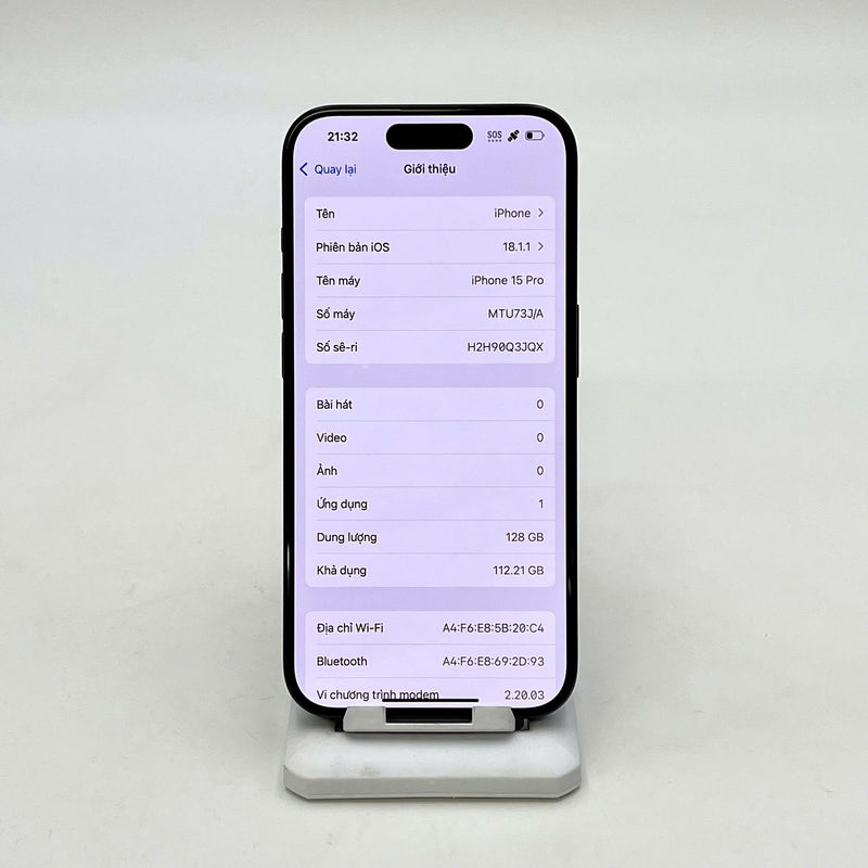 iPhone 15 Pro 128GB Đen 99% pin 99%  Quốc tế từ DCM (Không dùng sim DCM)  - HH8371