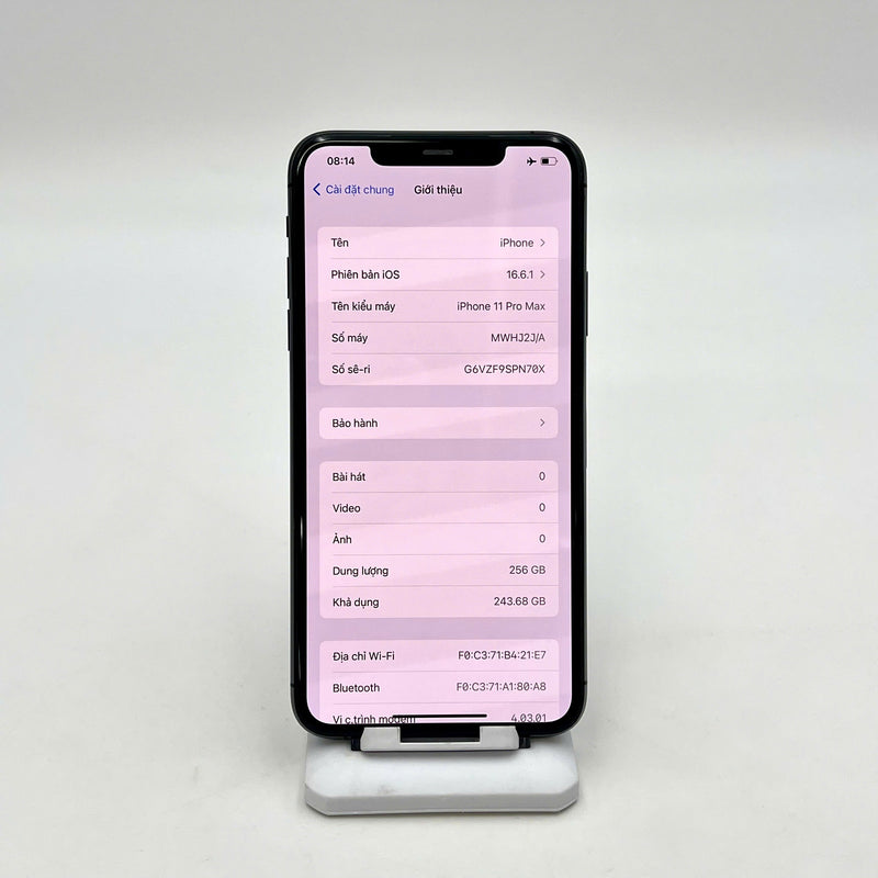 iPhone 11 Pro Max 256GB Xám 97% pin 100% Máy đã trả hết tiền mạng dùng như Quốc tế Apple (Đốm camera 1x - Đã thay pin, máy xước màn và viền)